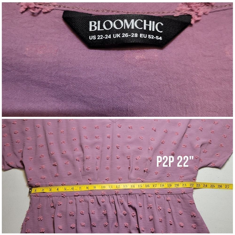 BloomChic NWT 22/24 Whimsical Lilac V-Neck Textured Midi/Maxi Dress - Picture 12 of 15